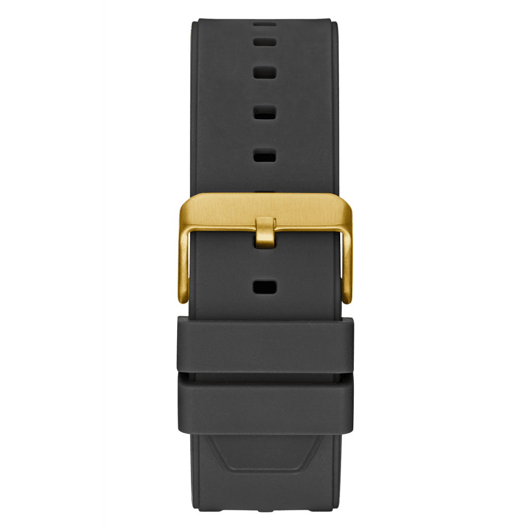 GUESS Mens Black Gold Tone Multi-Function Watch