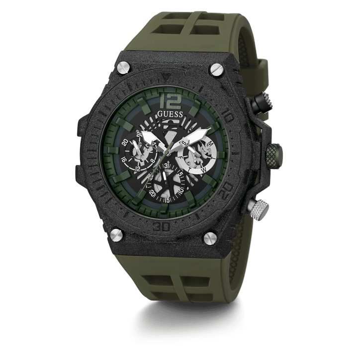 GUESS Mens Green Black Multi-Function Watch