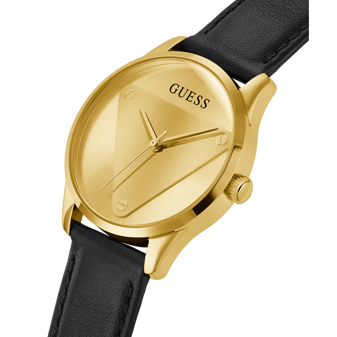 GUESS Ladies Black Gold Tone Analog Watch