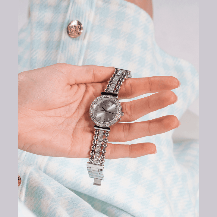 GUESS Ladies Silver Tone Analog Watch