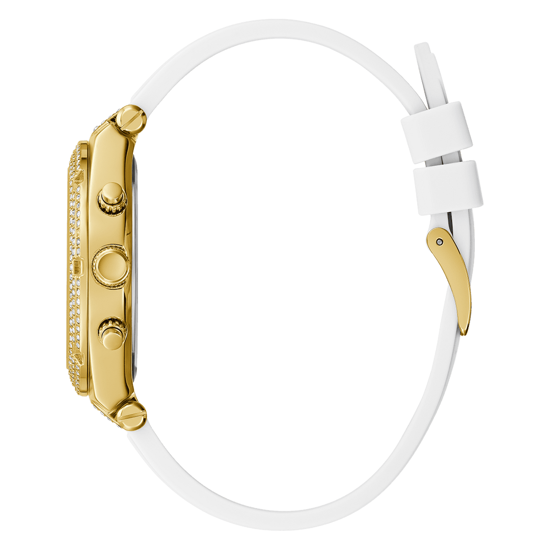 GUESS Ladies White Gold Tone Multi-Function Watch