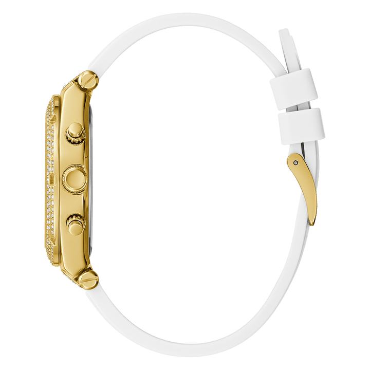 GUESS Ladies White Gold Tone Multi-Function Watch