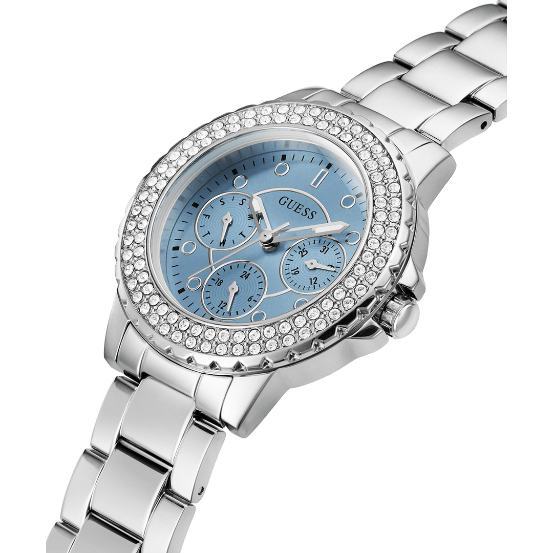 GUESS Ladies Silver Tone Multi-Function Watch