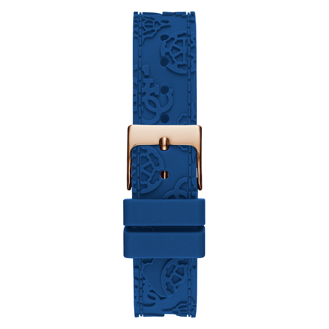 GUESS Ladies Blue Rose Gold Tone Multi-Function Watch
