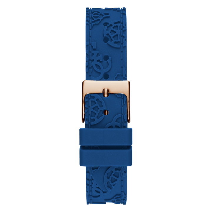 GUESS Ladies Blue Rose Gold Tone Multi-Function Watch