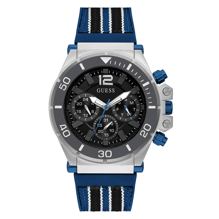 ECO-FRIENDLY SILVER, BLUE AND BLACK BIO-BASED AND RECYCLABLE WATCH