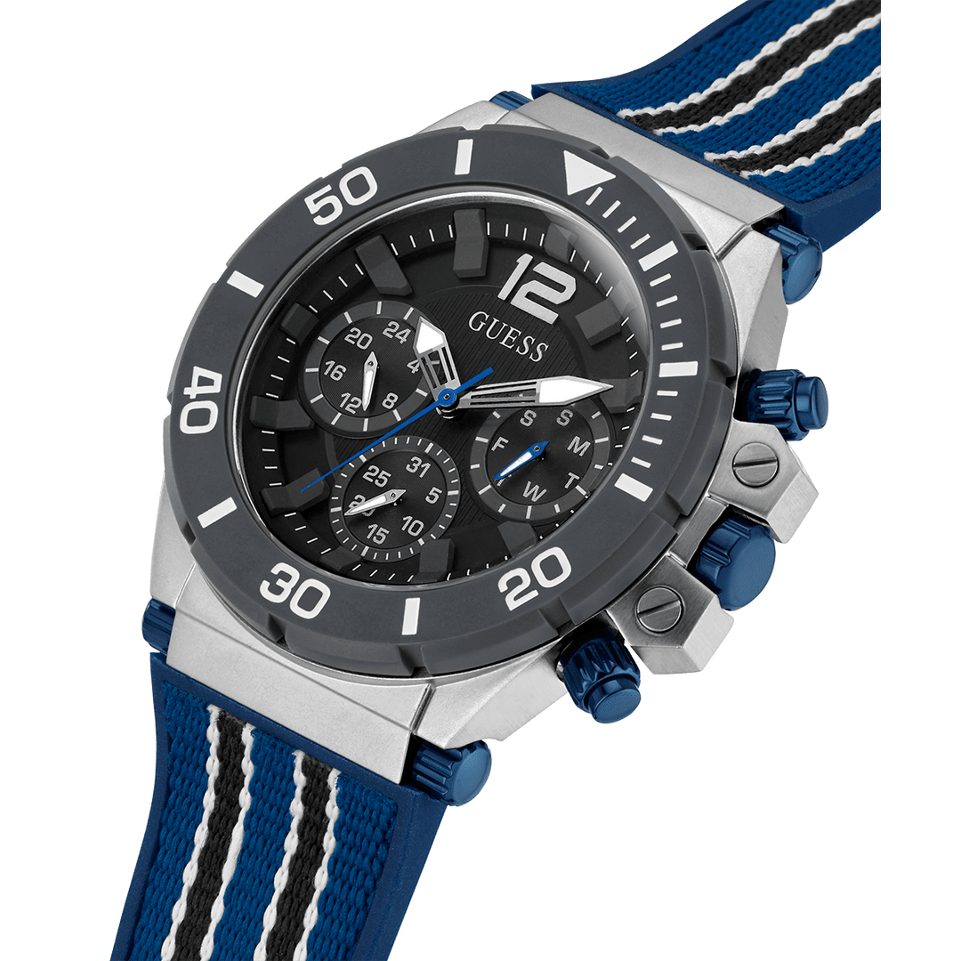 ECO-FRIENDLY SILVER, BLUE AND BLACK BIO-BASED AND RECYCLABLE WATCH