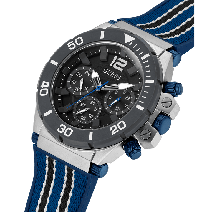 ECO-FRIENDLY SILVER, BLUE AND BLACK BIO-BASED AND RECYCLABLE WATCH