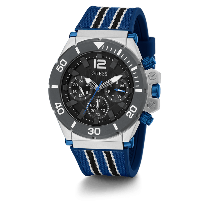 ECO-FRIENDLY SILVER, BLUE AND BLACK BIO-BASED AND RECYCLABLE WATCH