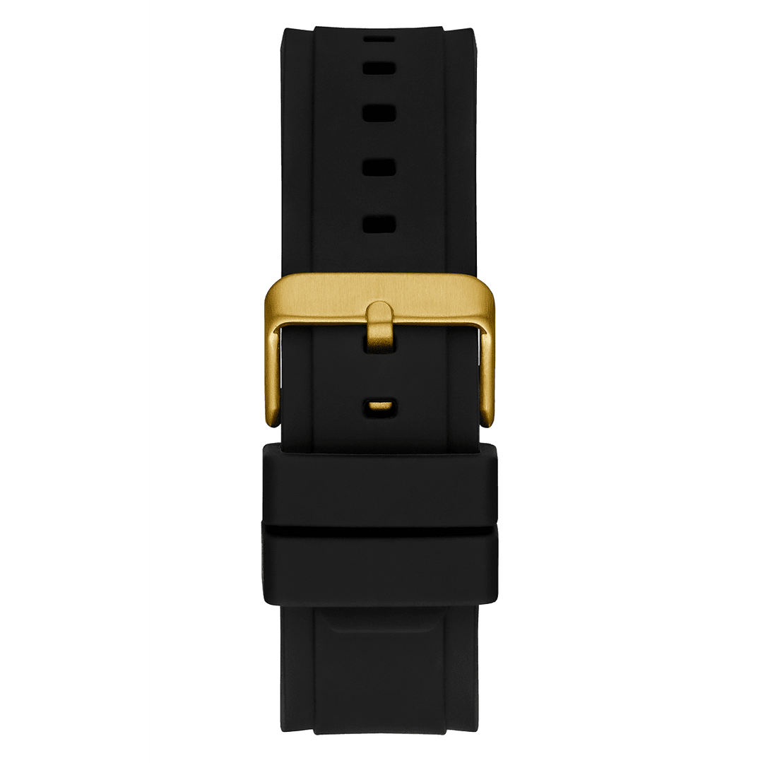 GUESS Mens Black Gold Tone Multi-Function Watch