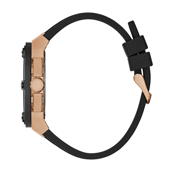 GUESS Mens Black Rose Gold Tone Multi-Function Watch