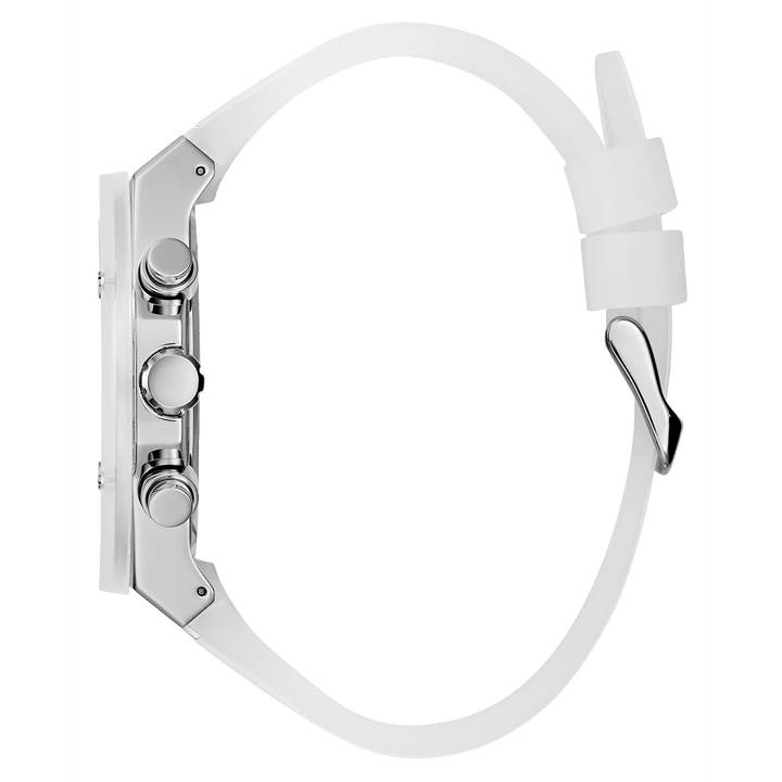 GUESS Mens Clear Silver Tone Multi-Function Watch