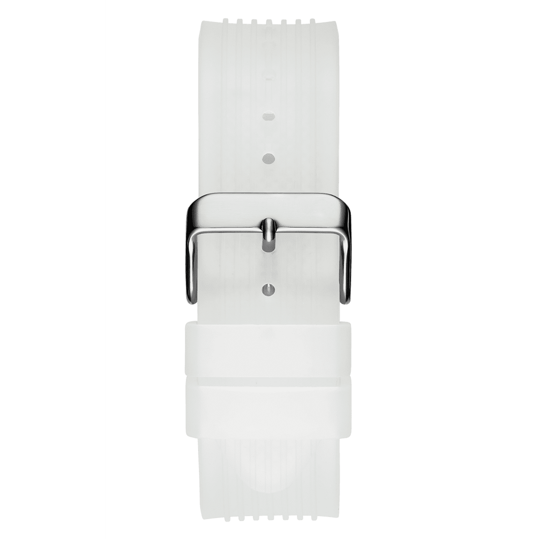 GUESS Mens Clear Silver Tone Multi-Function Watch