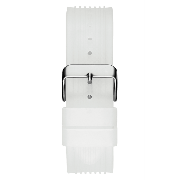 GUESS Mens Clear Silver Tone Multi-Function Watch