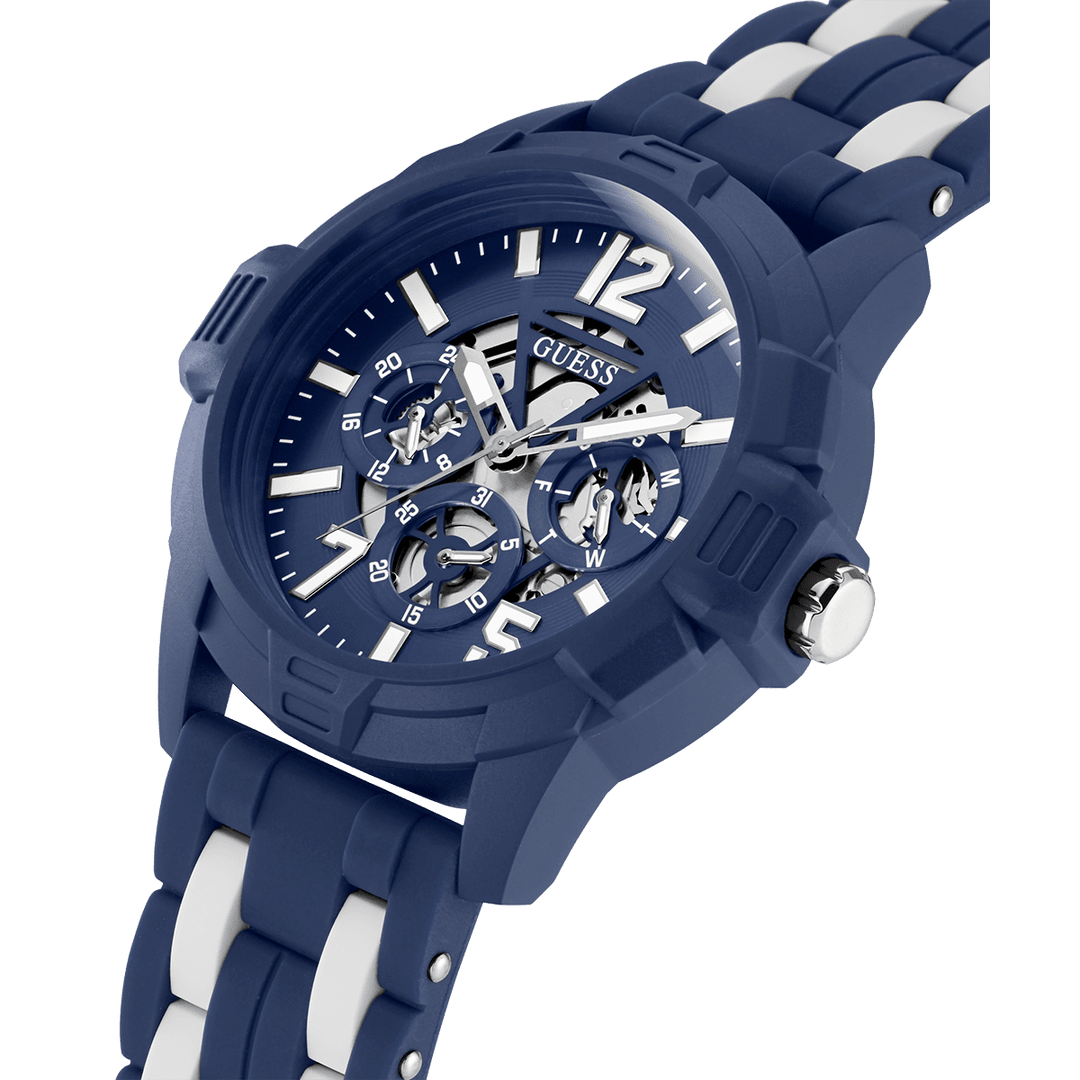 ECO-FRIENDLY BLUE AND WHITE BIO-BASED AND RECYCLABLE WATCH