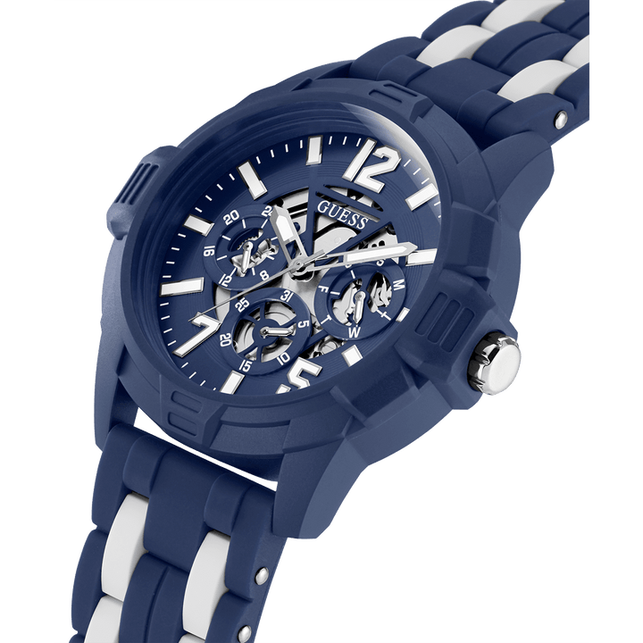 ECO-FRIENDLY BLUE AND WHITE BIO-BASED AND RECYCLABLE WATCH