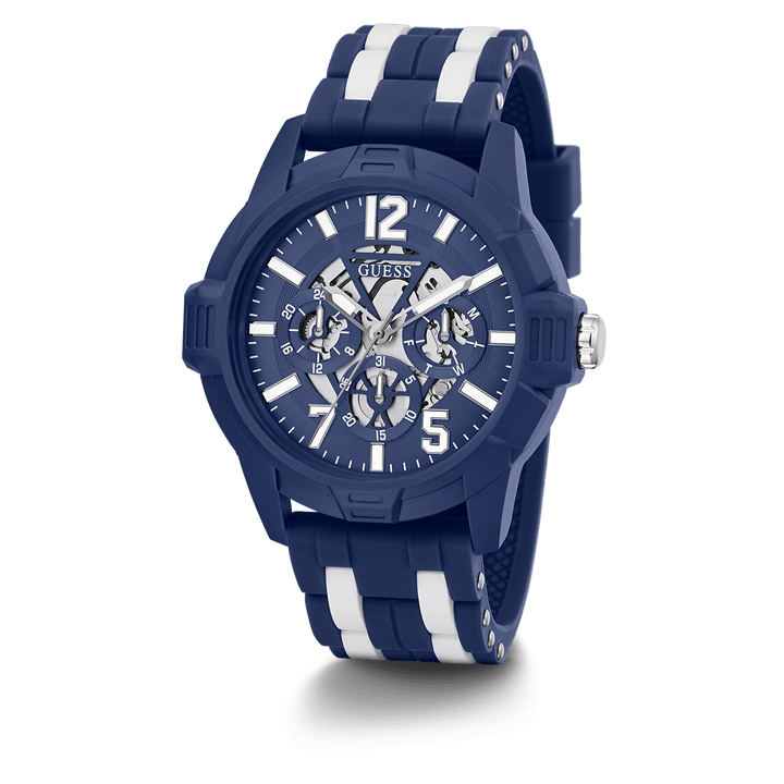 ECO-FRIENDLY BLUE AND WHITE BIO-BASED AND RECYCLABLE WATCH