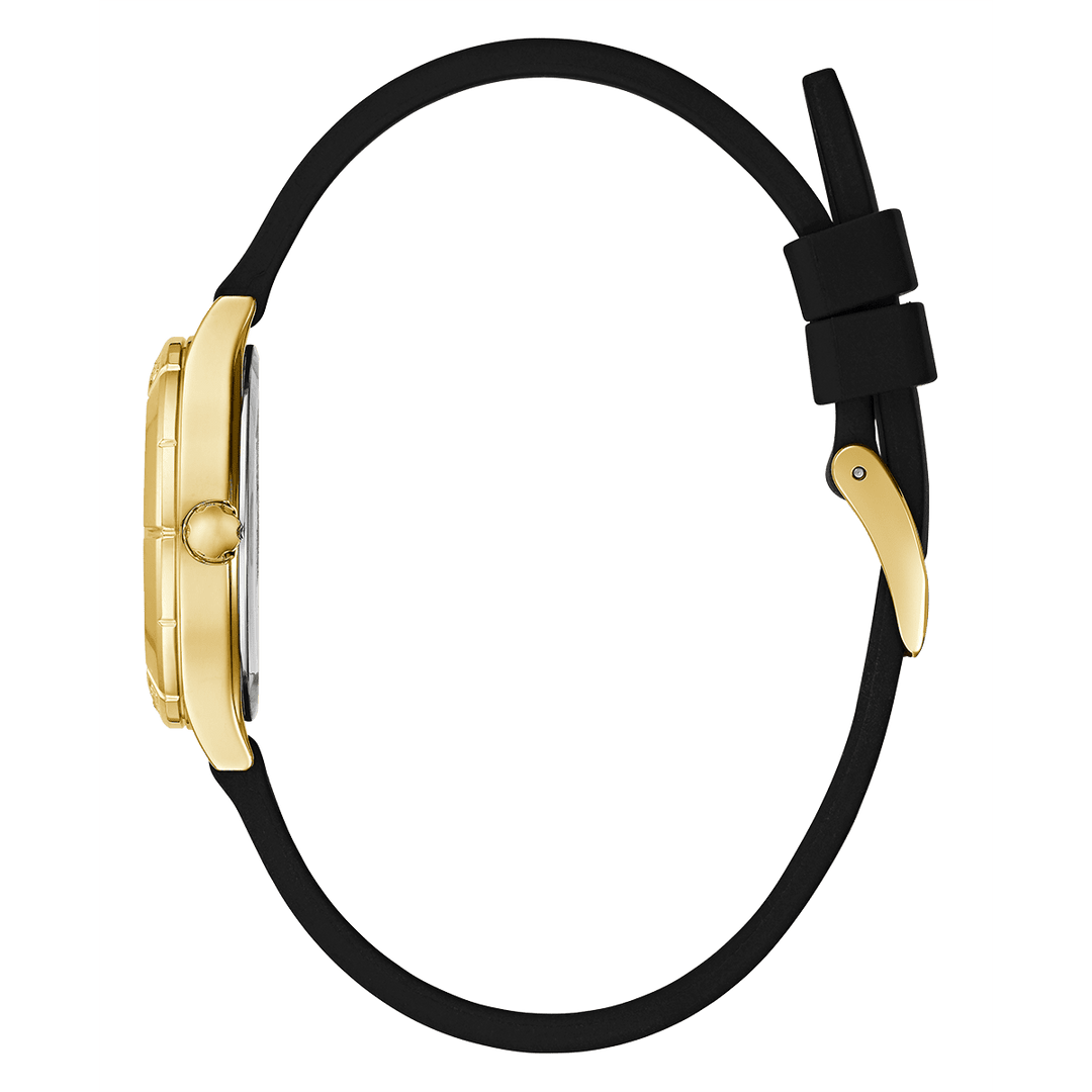 GUESS Ladies Black Gold Tone Multi-Function Watch