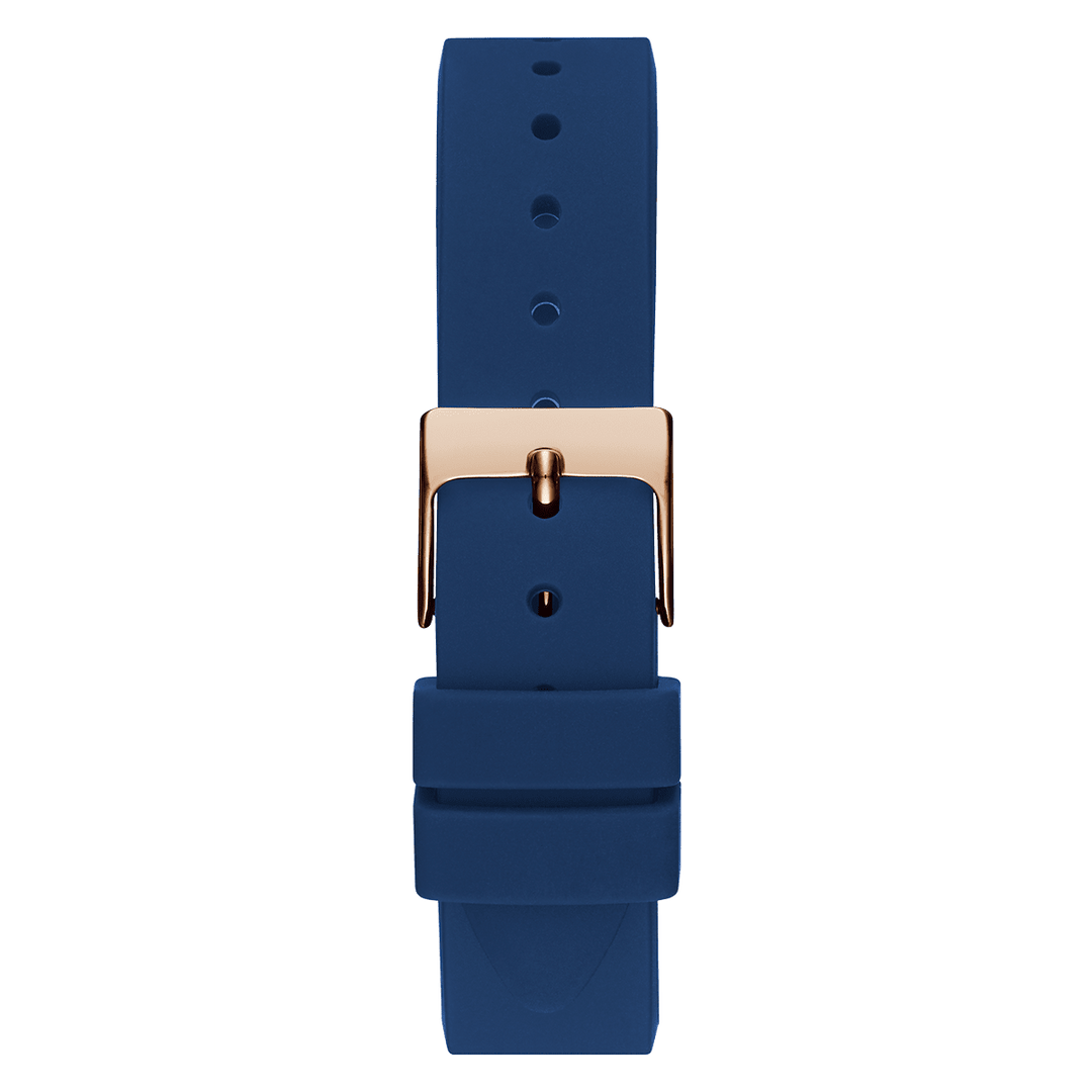 GUESS Ladies Blue Rose Gold Tone Analog Watch