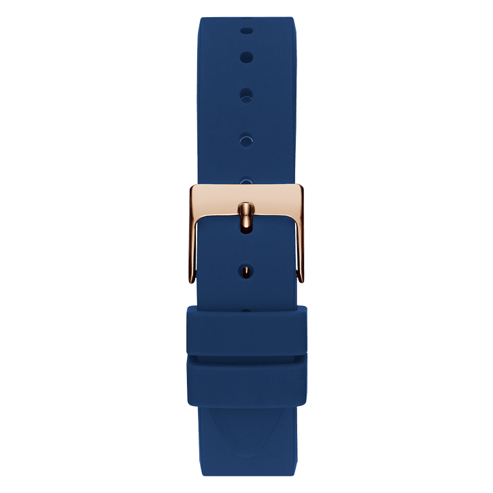 GUESS Ladies Blue Rose Gold Tone Analog Watch