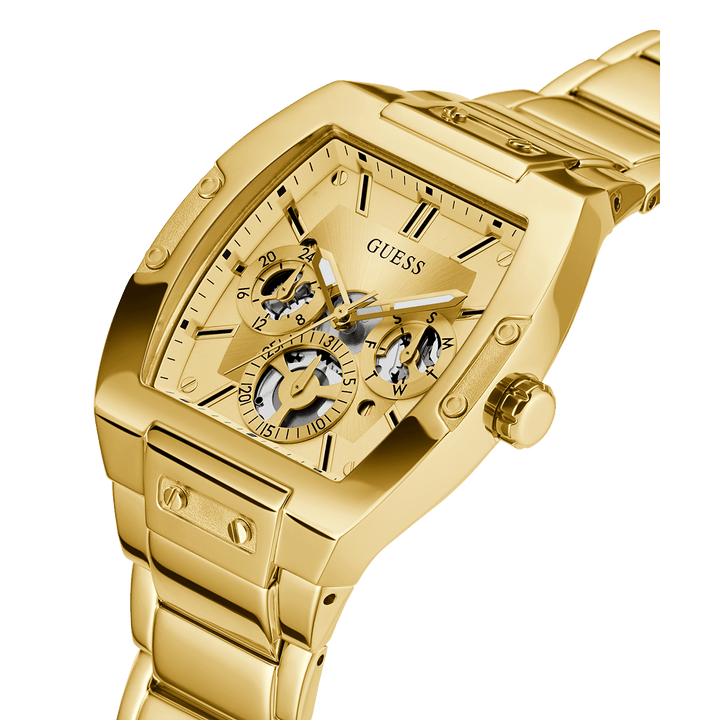 GUESS Mens Gold Tone Multi-Function Watch