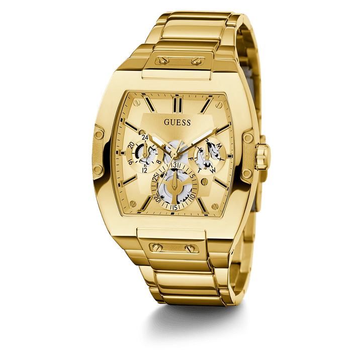 GUESS Mens Gold Tone Multi-Function Watch