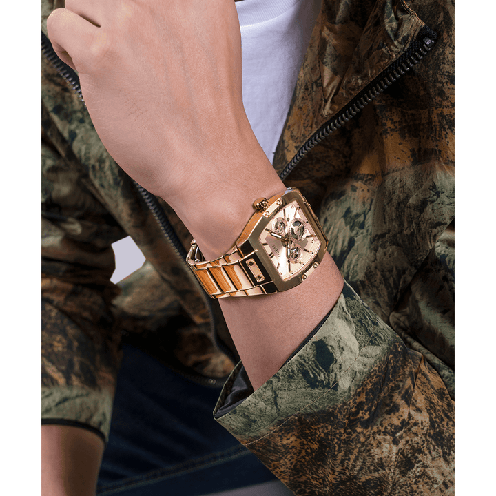 GUESS Mens Gold Tone Multi-Function Watch