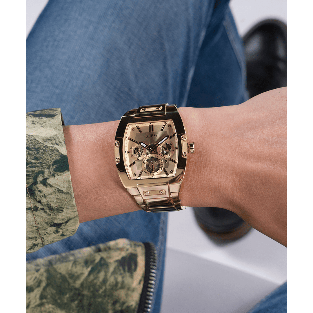 GUESS Mens Gold Tone Multi-Function Watch