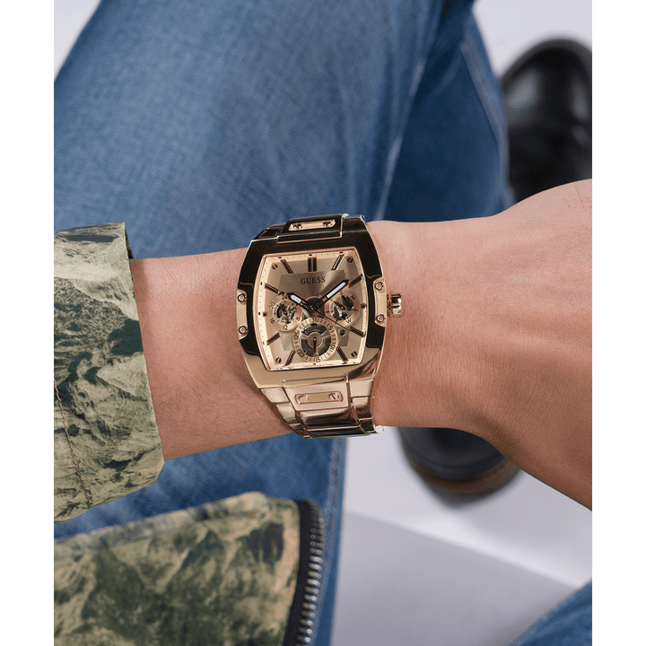 GUESS Mens Gold Tone Multi-Function Watch
