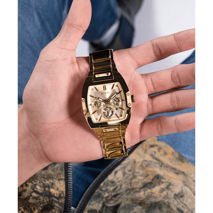 GUESS Mens Gold Tone Multi-Function Watch