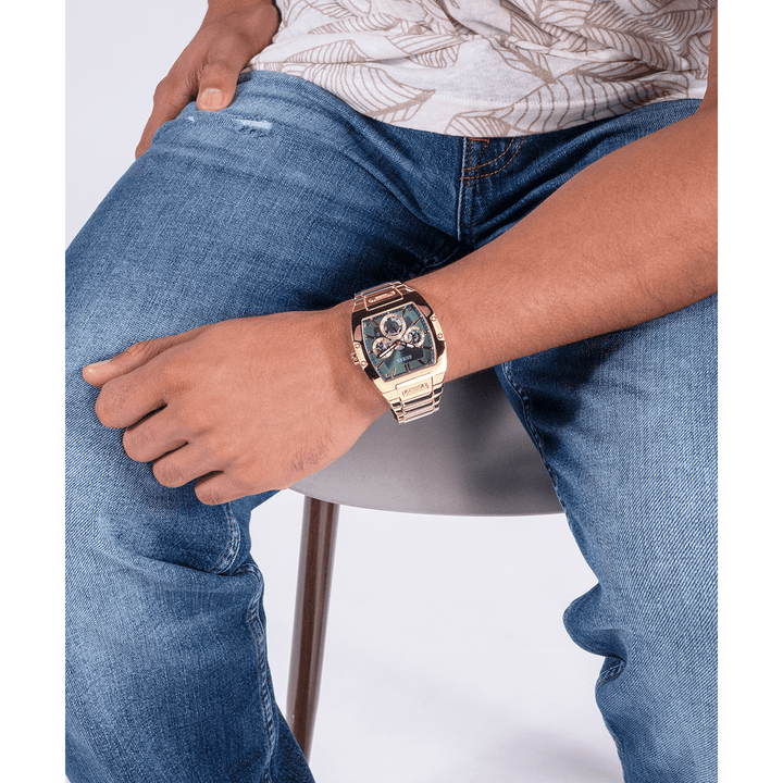 GUESS Mens Gold Tone Multi-Function Watch