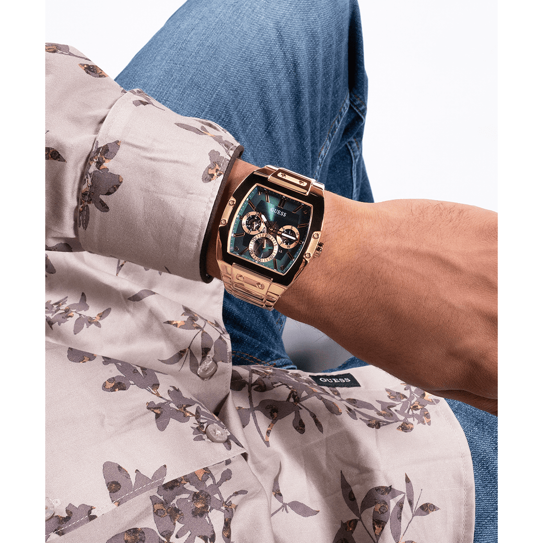 GUESS Mens Gold Tone Multi-Function Watch