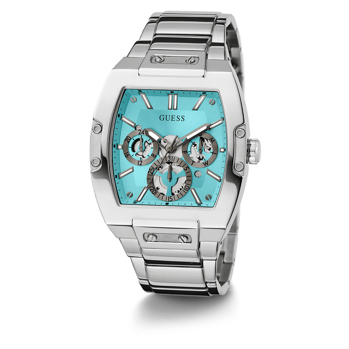 GUESS Mens Silver Tone Multi-Function Watch