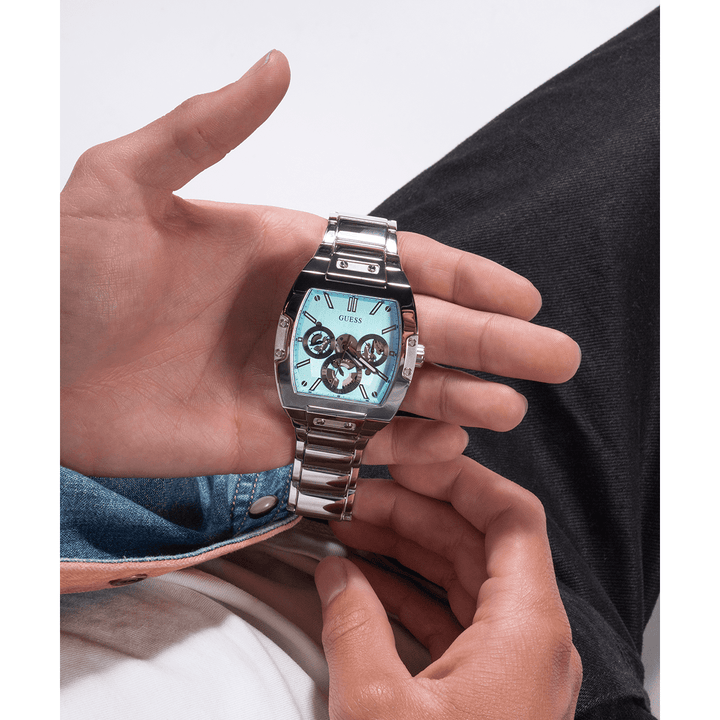 GUESS Mens Silver Tone Multi-Function Watch