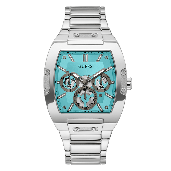 GUESS Mens Silver Tone Multi-Function Watch