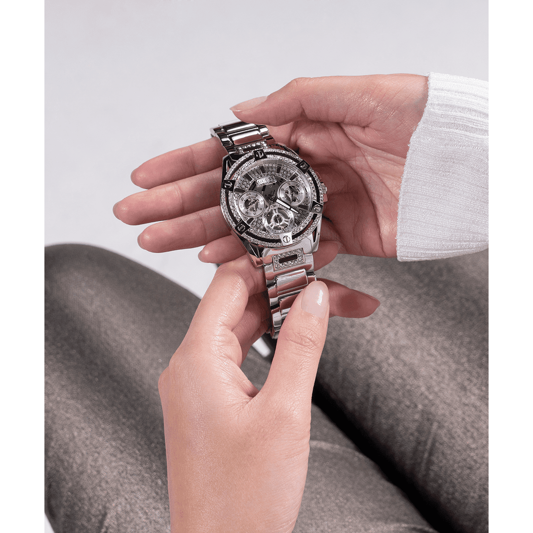 GUESS Ladies Silver Tone Multi-Function Watch