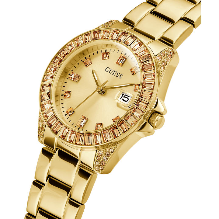 GUESS Ladies Gold Tone Day/Date Watch