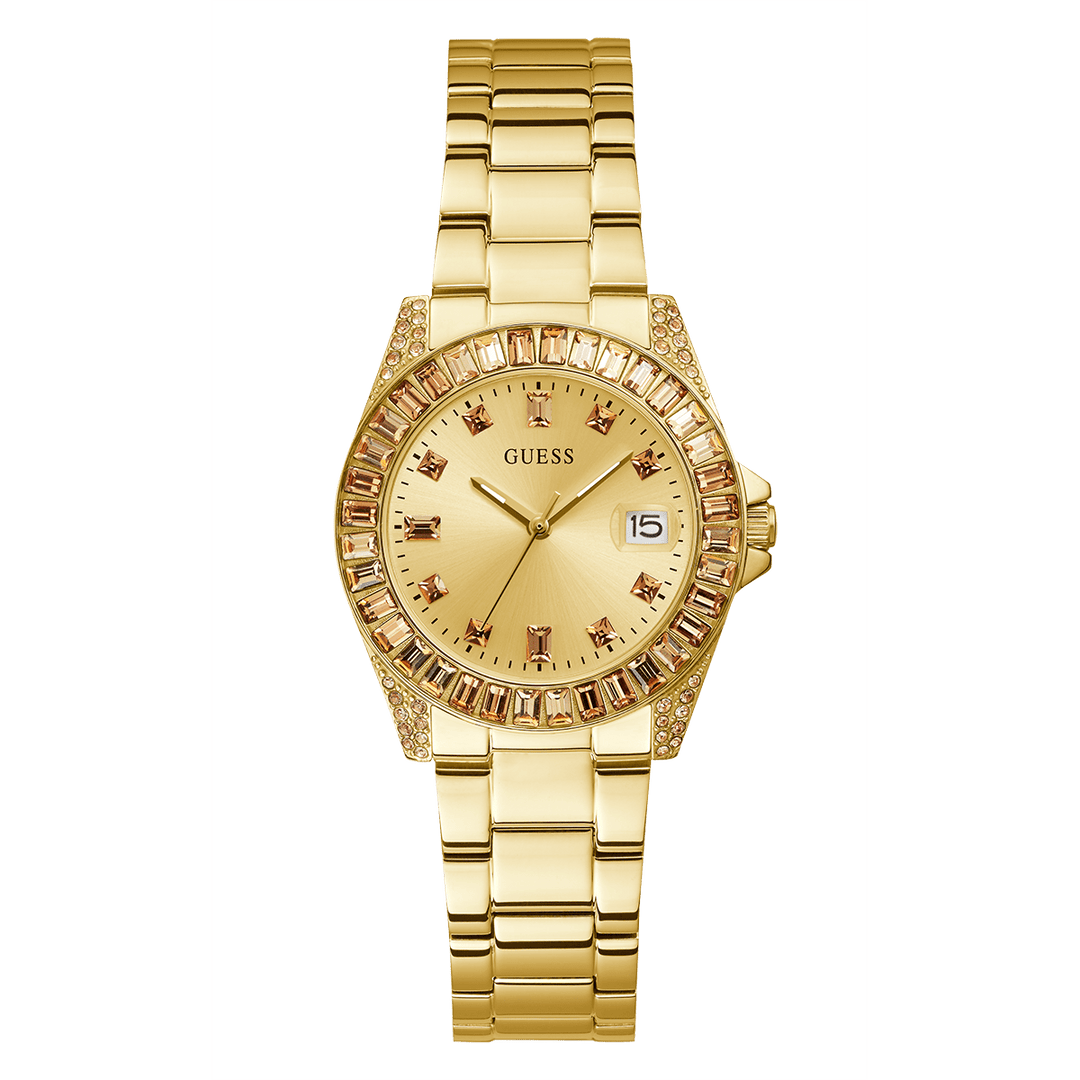 GUESS Ladies Gold Tone Day/Date Watch