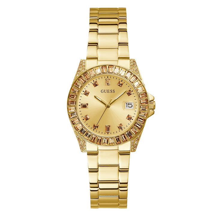 GUESS Ladies Gold Tone Day/Date Watch