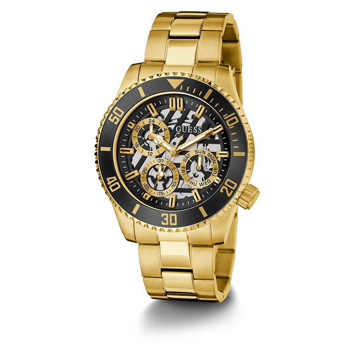 GUESS Mens Gold Tone Multi-Function Watch