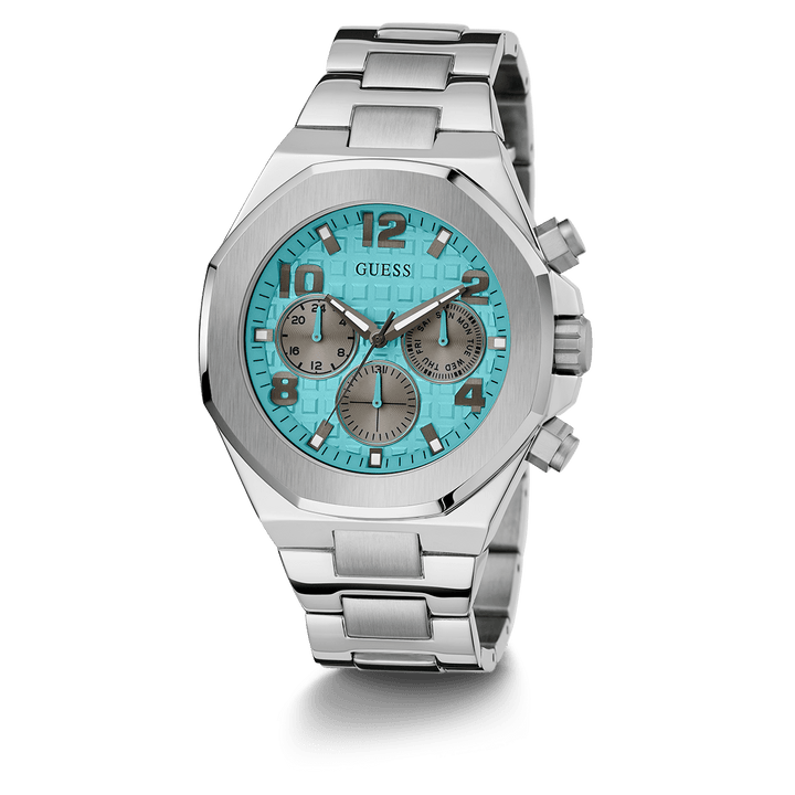 GUESS Mens Silver Tone Multi-Function Watch