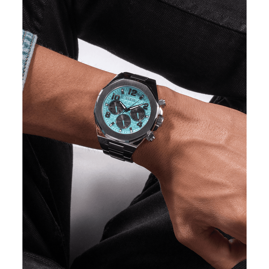 GUESS Mens Silver Tone Multi-Function Watch