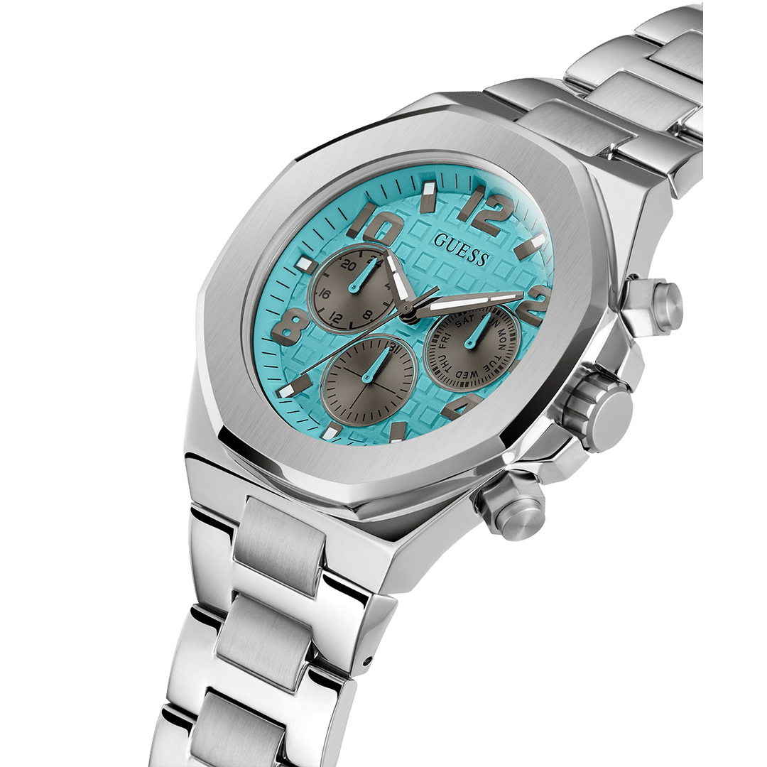 GUESS Mens Silver Tone Multi-Function Watch