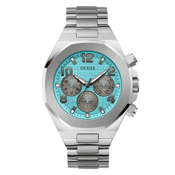 GUESS Mens Silver Tone Multi-Function Watch