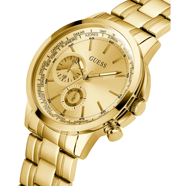 GUESS Mens Gold Tone Multi-Function Watch
