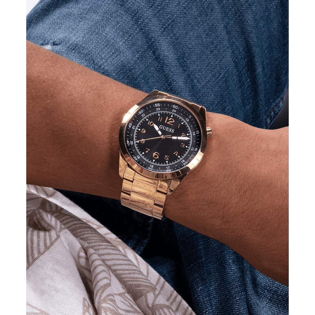 GUESS Mens Gold Tone Analog Watch