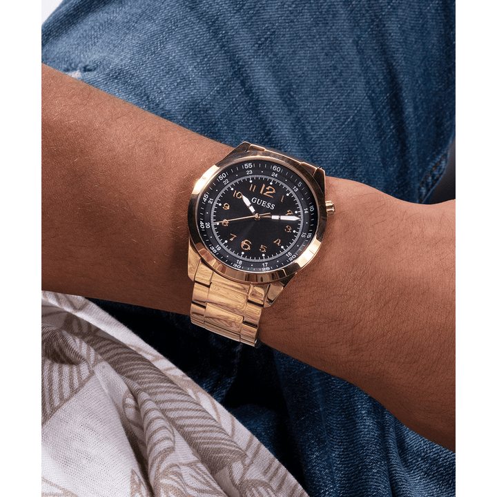 GUESS Mens Gold Tone Analog Watch