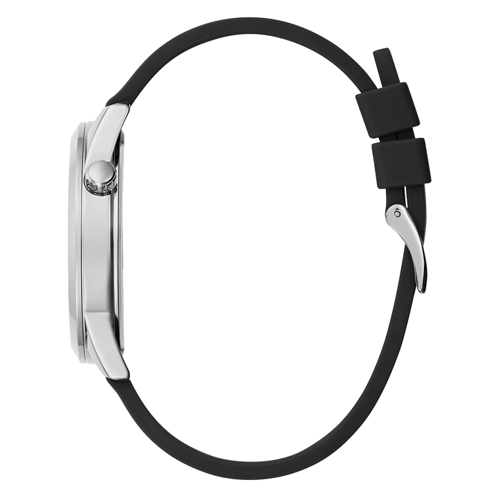 GUESS Mens Black Silver Analog Watch