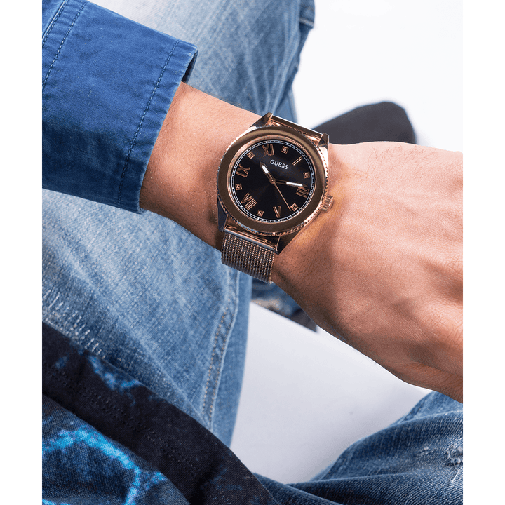 GUESS Mens Gold Tone Analog Watch