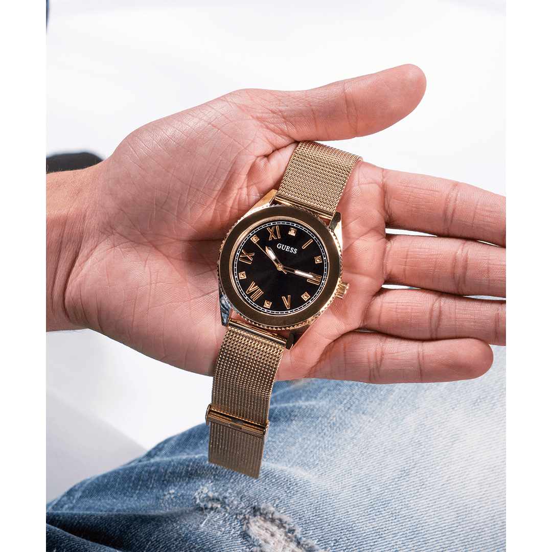 GUESS Mens Gold Tone Analog Watch